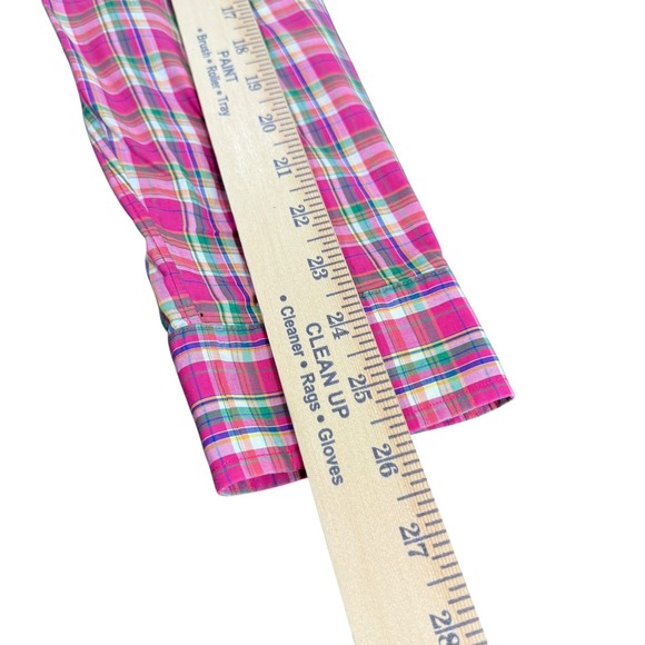 Ralph Lauren Custom Fit Plaid Pink LS Button Down Shirt Pre-Owned Mens Medium - Picture 14 of 16